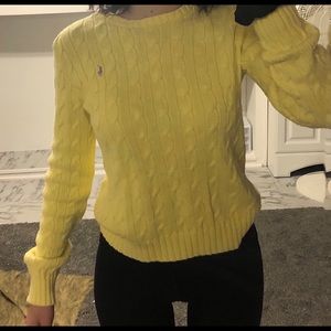 ralph lauren cable knit yellow sweater